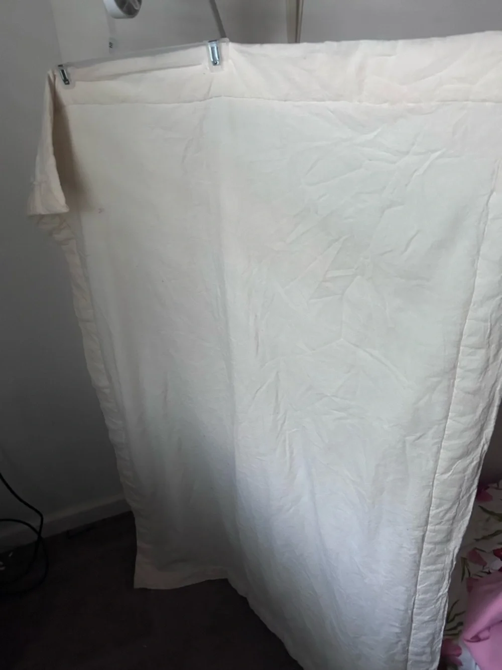 Vintage White Quilt with Pink and Green Embroidery